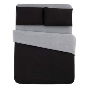 Černo-šedé bavlněné povlečení na jednolůžko/prodloužené s prostěradlem 160×220 cm – Mila Home