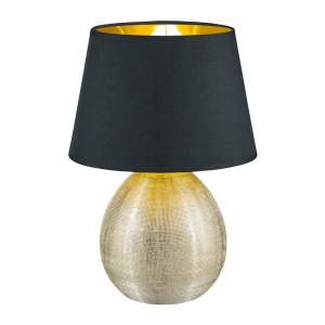 Černá stolní lampa z keramiky a tkaniny Trio Luxor, výška 35 cm