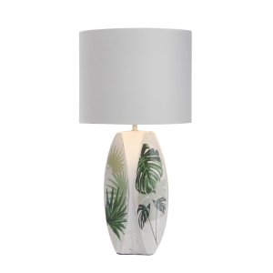 Bílo-zelená stolní lampa s textilním stínidlem (výška 59 cm) Palma – Candellux Lighting