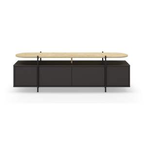 Černý TV stolek v dekoru dubu 160×48 cm Hinoa – Marckeric