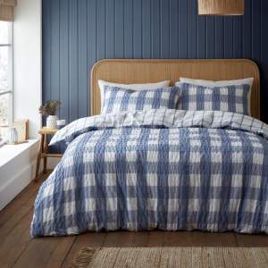 Modré flanelové povlečení na jednolůžko 135×200 cm Gingham Check – Catherine Lansfield