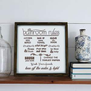 Cedule 34×34 cm Bathroom Rules – Evila Originals