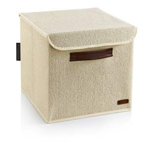 Béžový látkový úložný box s víkem 30x30x30 cm – Mioli Decor
