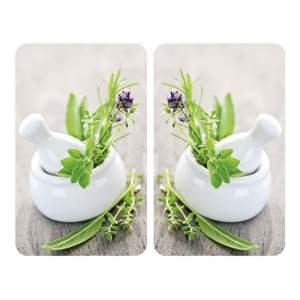 Sada 2 skleněných krytů na sporák Wenko Herbal, 52 x 30 cm