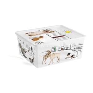 Bílý plastový úložný box s víkem 40x34x17 cm C Box Style – KIS