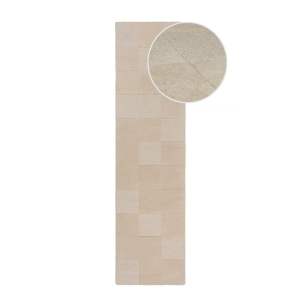Béžový ručně tkaný vlněný běhoun 60×230 cm Checkerboard – Flair Rugs