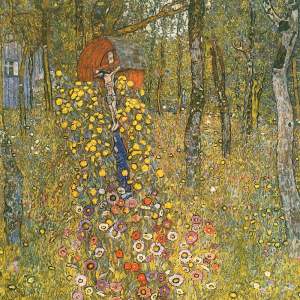 Reprodukce obrazu Gustav Klimt – Farm Garden With Crucifix , 45 x 45 cm