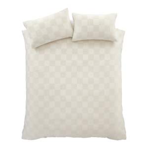 Krémové povlečení na dvoulůžko z materiálu bouclé 200×200 cm Cosy Checkerboard – Catherine Lansfield