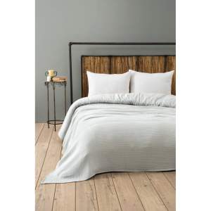 Světle šedý mušelínový přehoz 220×250 cm Muslin – Mijolnir