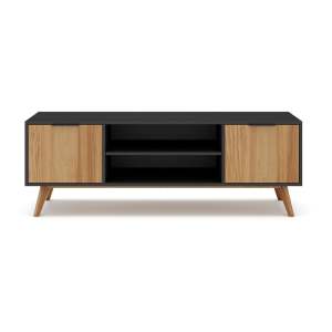 Černý/přírodní TV stolek z borovicového dřeva 140×53 cm Lavis – Marckeric
