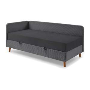 Tmavě šedá čalouněná jednolůžková postel s úložným prostorem 90×200 cm Cabana – Meise Möbel