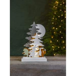 Vánoční dřevěná světelná LED dekorace Star Trading Forest Friends, výška 44 cm