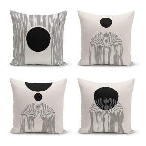 Černo-béžové povlaky na polštáře v sadě 4 ks 43×43 cm – Minimalist Cushion Covers