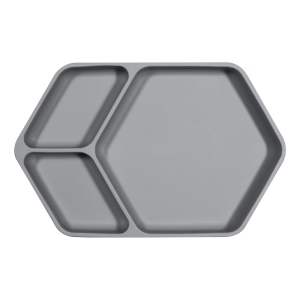 Šedý silikonový dětský talíř 16×25 cm – Kindsgut