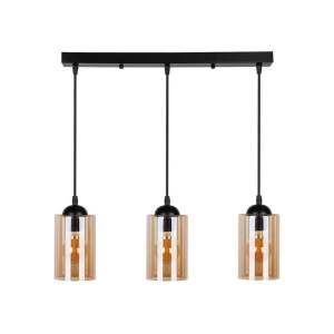Černé závěsné svítidlo se skleněným stínidlem 10×55 cm Bistro – Candellux Lighting