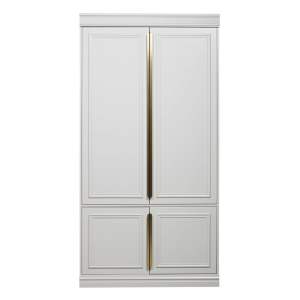 Světle šedá šatní skříň s pantovými dveřmi z borovicového dřeva 110×215 cm Organize – BePureHome