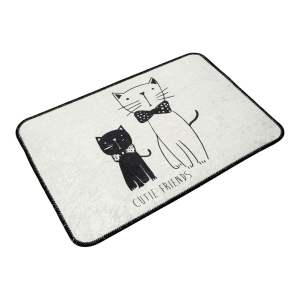Bílá/černá koupelnová předložka 60×40 cm Little Cats – Foutastic