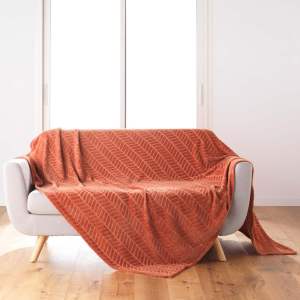 Přehoz z mikroflanelu v cihlové barvě 180×220 cm Arya – douceur d’intérieur