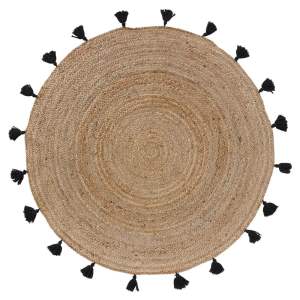 Kulatý koberec v černo-přírodní barvě ø 120 cm Shira – douceur d’intérieur