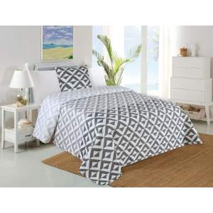 Bílo-šedý prošívaný set přehozu a povlaku na polštář 140×220 cm Casilla – My House