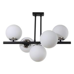 Černo-bílé stropní svítidlo se skleněným stínidlem ø 15 cm Sail – Squid Lighting