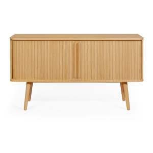 Nízká komoda v dekoru dubu s posuvnými dveřmi v přírodní barvě 138×75 cm Rove – Woodman