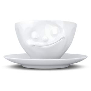 Bílý porcelánový šálek na kávu 58products Happy, objem 200 ml