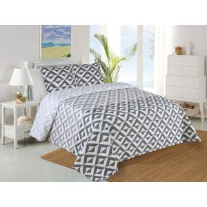 Bílo-šedý prošívaný set přehozu a povlaku na polštář 220×240 cm Casilla – My House