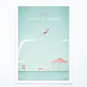 Plakát Travelposter Côte d’Azur, 30 x 40 cm