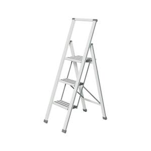Bílé skládací schůdky Wenko Ladder Alu, výška 127 cm