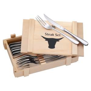 Sada 6 steakových příborů v dřevěné krabičce WMF Cromargan®