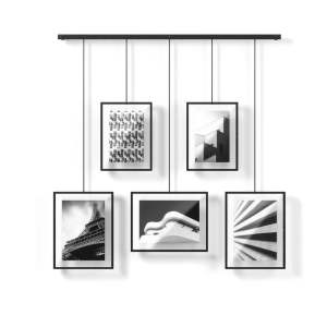 Černé kovové rámečky na zeď v sadě 5 ks 79×43 cm Exhibit – Umbra