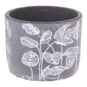 Šedý betonový květináč v kovovém stojanu Dakls Flowery, ø 13,5 cm