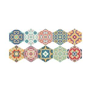 Sada 10 samolepek na podlahu Ambiance Floor Stickers Hexagons Lorena, 40 x 90 cm