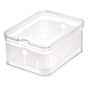 Průhledný úložný box s víkem iDesign, 21 x 16 cm