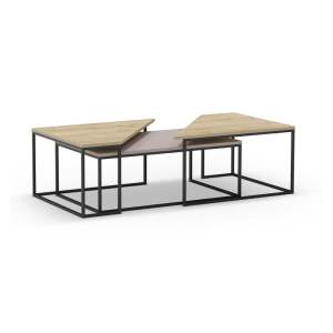 Konferenční stolky s deskou v dubovém dekoru v sadě 3 ks 70×110 cm Titan – Marckeric