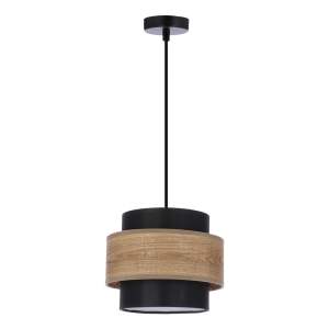 Závěsné svítidlo s textilním stínidlem v černo-přírodní barvě ø 20 cm Twin – Candellux Lighting