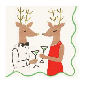 Papírové ubrousky v sadě 16 ks Mr. & Mrs. Reindeer – Meri Meri