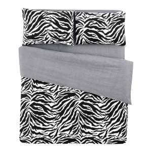 Černobílé bavlněné povlečení na dvoulůžko/prodloužené s prostěradlem 200×220 cm – Mila Home
