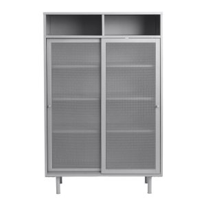 Šedá kovová skříňka s posuvnými dveřmi 90x140x40 cm Veep – Unique Furniture