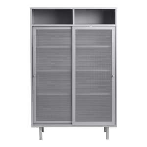 Šedá kovová skříňka s posuvnými dveřmi 90x140x40 cm Veep – Unique Furniture