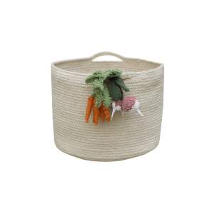 Krémový látkový dětský koš na hračky ø 30×23 cm Veggies – Lorena Canals