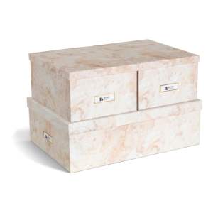 Béžové kartonové úložné boxy v sadě 3 ks s víkem/dekorativní 31x47x15,5 cm Inge Paper Laminate – Bigso