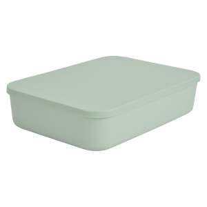 Světle zelený plastový úložný box s víkem 35,5×25,5×8 cm – Homéa