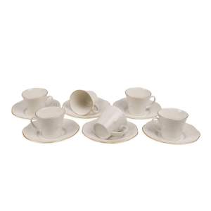 Sada 6 porcelánových šálků s podšálky Kutahya Stitched