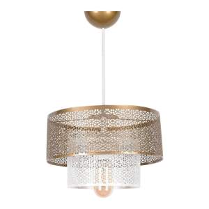 Závěsné svítidlo v bílo-zlaté barvě s kovovým stínidlem ø 26,5 cm – Opviq lights