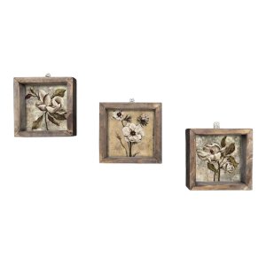 Sada 3 nástěnných obrazů Vintage, 15 x 15 cm