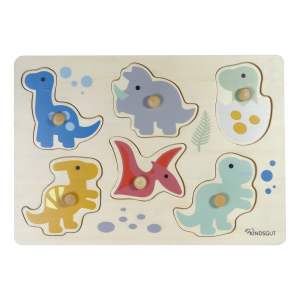 Dřevěné vkládací puzzle (počet dílků 6) Dinosaurs – Kindsgut