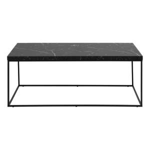 Černý konferenční stolek s deskou v dekoru mramoru 55×110 cm Barossa – Actona