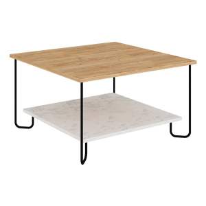 Konferenční stolek s deskou v dubovém dekoru v bílo-přírodní barvě 80×80 cm Tonka – Marckeric